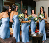Cinessd  Satin Sexy Strapless Wedding Midi Dress Blue Chic Women Sleeveless Summer Backless Slip Silk Party Dress Green 2022