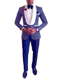 CINESSD    Custom Made Groomsmen Notch Satin Lapel Groom Tuxedos Black Men Suits Wedding Best Man 2 Pieces ( Jacket + Pants + Bow Tie) B859