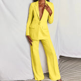 Cinessd  Two-Pieces Women Blazer Suit Sexy Elegant Woman Jacket And Trousers  Female Blazer Pink Yellow Chic Women Outfit Office Ladies
