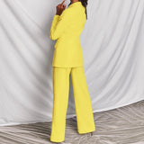 Cinessd  Woman Jacket And Trousers Female Blazer Two-Pieces Women Blazer Suit Sexy Elegant Yellow Chic Women Outfit Office Ladies