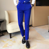 CINESSD   Fashion Boutique Solid Color Business Mens Formal Suit Pants Groom Wedding Dress Pants Slim Male Trousers