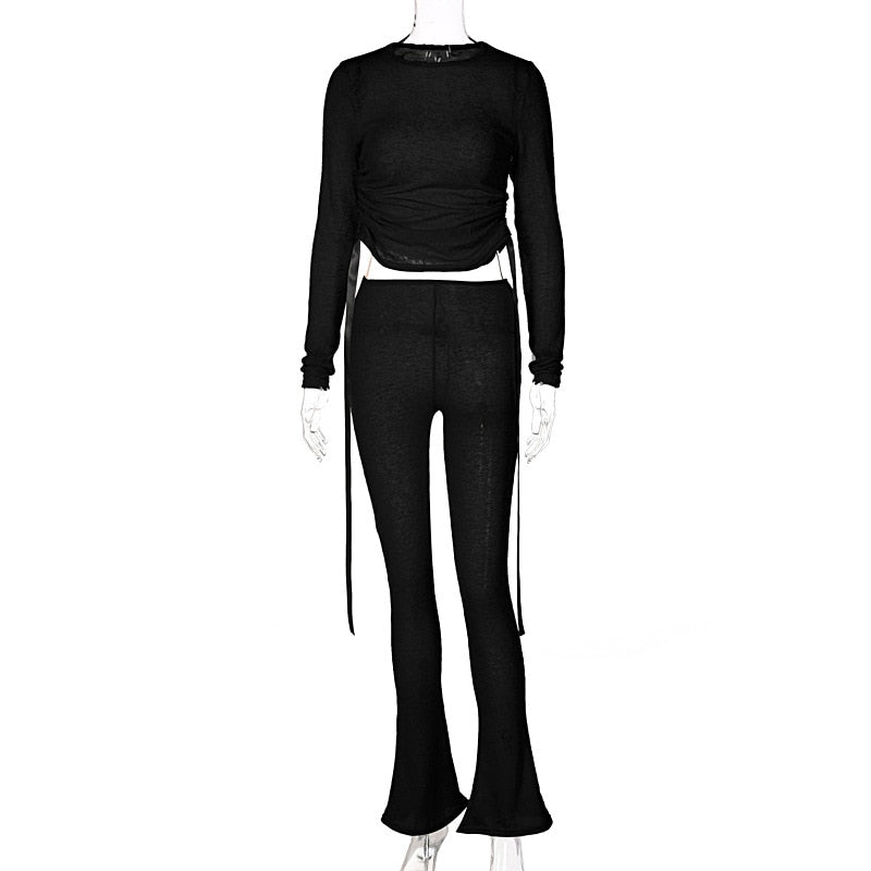 Cinessd  Fashion Women's Tracksuit Long Sleeve Drawstring Top Slim Pants Suit Female Set Woman 2 Pieces Outfits Casual Tracksuits Outwear