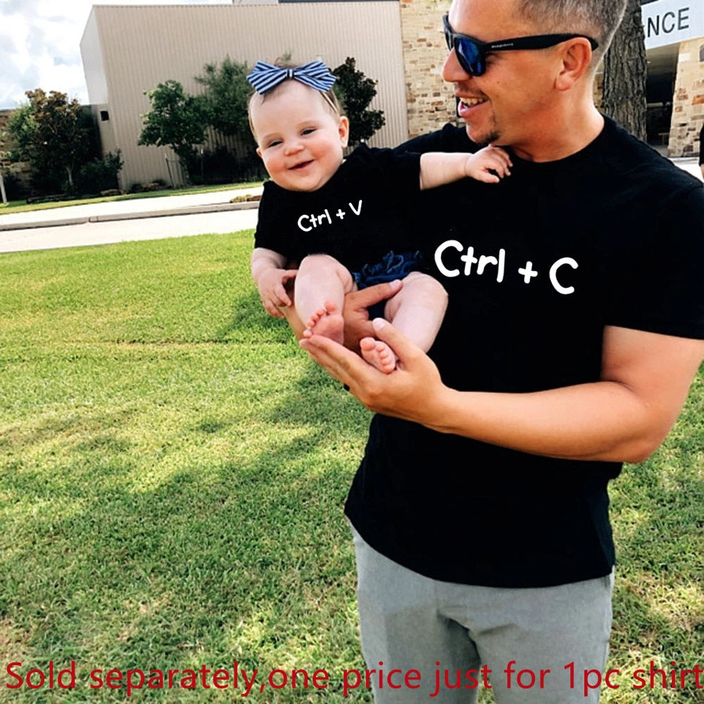 Cinessd Back to school outfit Family Matching Tshirt Father And Daughter Son Shirt Cotton Look Mother Kids Tops Baby Bodysuit Father's Day Gift