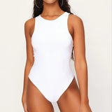 Cinessd  Off Shoulder Tank White Bodysuit Summer 2023 Fashion O-Neck Body Suit Women Casual Clothing Sleeveless Bodysuits Basic Jumpsuits