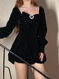 Cinessd - Midnight Rhinestone Bow Romper ~ HANDMADE