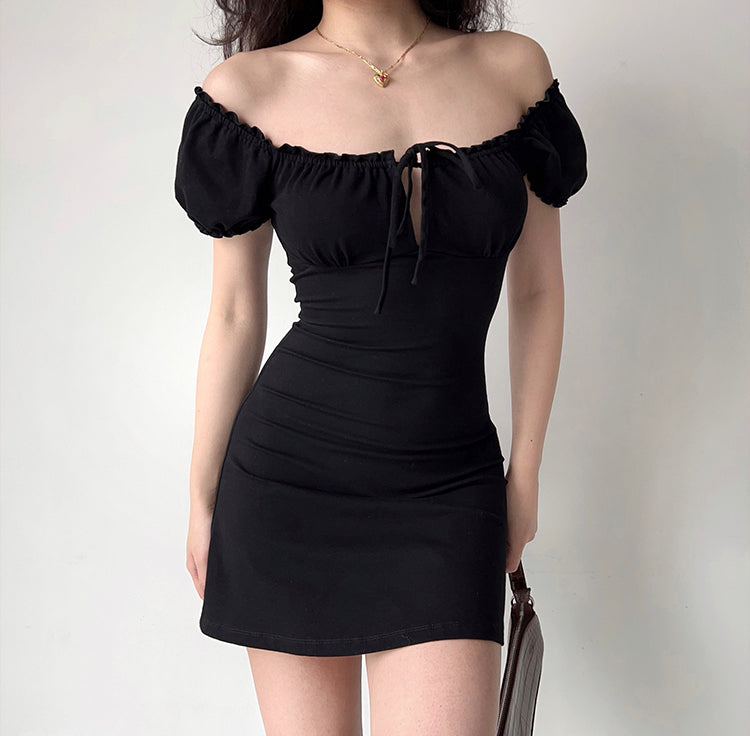 Cinessd - Alix Black Puff Dress ~ HANDMADE