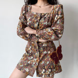 Cinessd - French Quilt Floral Dress