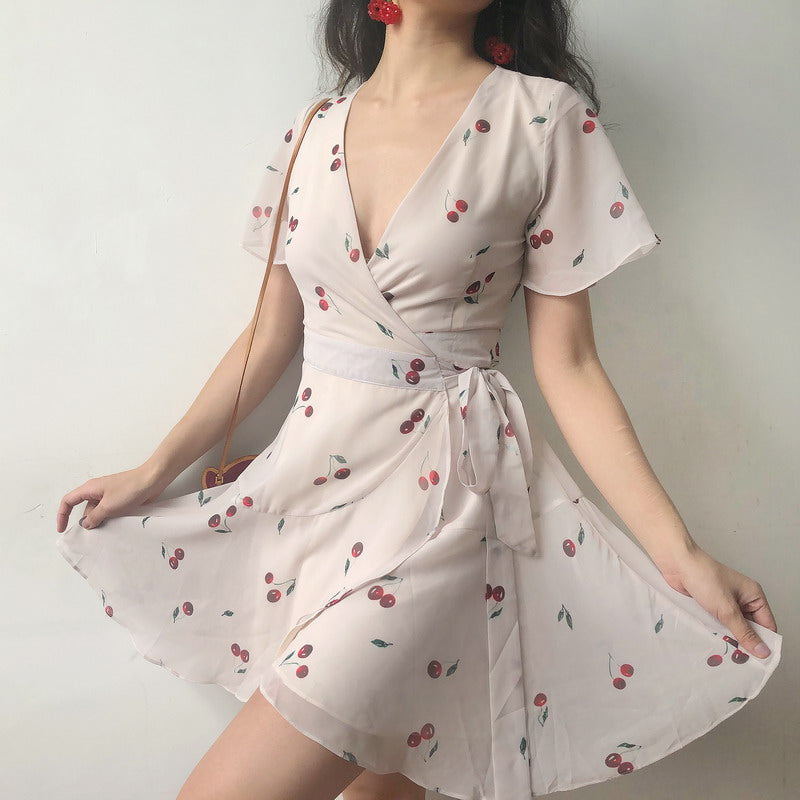 Cinessd - 60s Style Cherry Wrap Dress