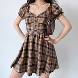 Cinessd - Zandria Plaid Bustier Dress ~ HANDMADE