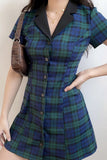 Cinessd - Academy Plaid Lapel Dress ~ HANDMADE