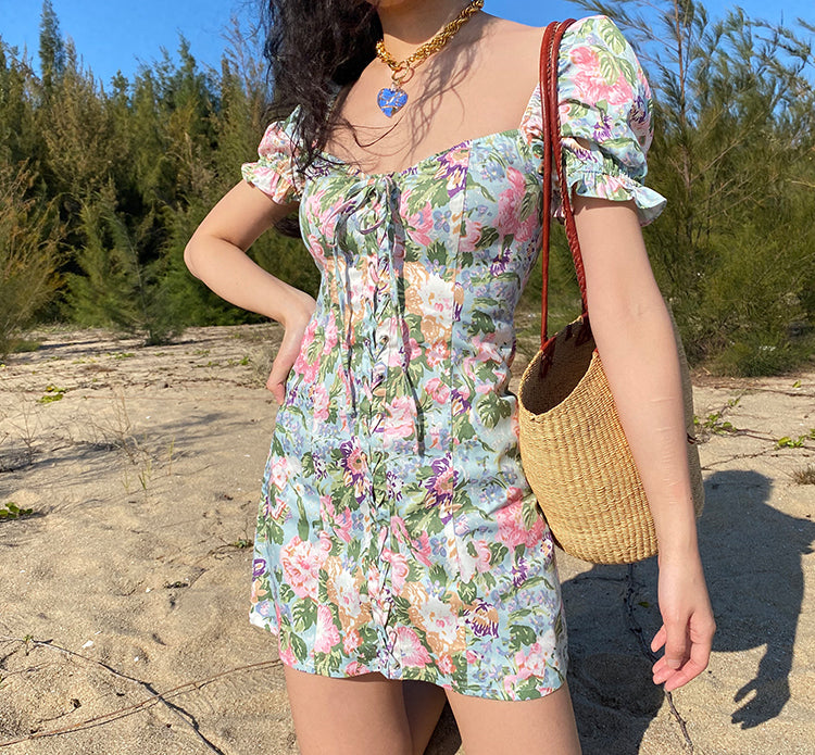 Cinessd - Valencia Floral Seaside Dress ~ HANDMADE
