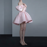 Cinessd  fashion inspo     Luxury Design Pink Slash Neck Quinceanera Dresses for Women 2023 Summer New Strapless Sleeveless Evening Short Evening Dress