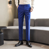 CINESSD   Men's Formal Office Business Suit Pants 16 Colour M-6XL Boutique Fashion Pure Color Thin  Wedding Dress Costume Male Trousers