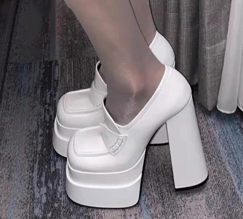 Cinessd  Luxury Brand Woman Shoe Chunky Heels Women Pumps Elegant Platform Shoes Office Lady Thick Bottom Ladies Shoes Wedding Party Shoe