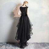 Cinessd  Black Elegant Short Front Long Back Evening Dresses Sequined Banquet Party Prom Gowns