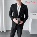 CINESSD   Blazer Vest Pants High-end Boutique Fashion Solid Color Casual Business Office Men's Double-breasted Suit Wedding Dress Party