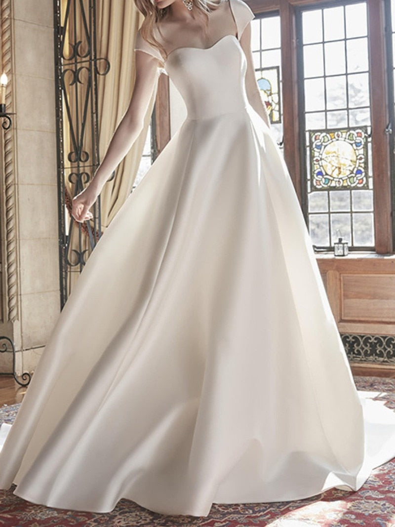 Cinessd  fashion inspo     1Elegant A Line Wedding Dress with Small Train 2023 New Sweet Simple Robe Mariage Femme Satin Vestidos De Novia Custom Made