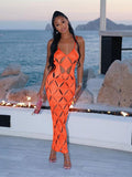 Cinessd Polygon Mesh Sleeveless Backless Maxi Dresses Female Glamorous Midnight Prom Dresses Summer Women's Sexy Cutouts Dresses