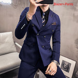 CINESSD   Blazer Vest Pants High-end Boutique Fashion Solid Color Casual Business Office Men's Double-breasted Suit Wedding Dress Party