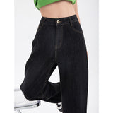 Cinessd  Woman's Jeans High Waist Summer Wide Leg Denim Trouser Baggy Street Chic Design Ladies Casual Black Vintage Straight Jean Pants