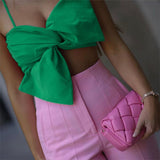 Cinessd  Bow Strap Crop Top Summer Club Festival Outfits Women Fashion 2022 Tank Camis Y2K Strapless Backless Sexy Tops