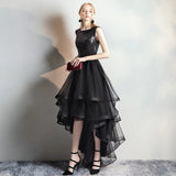 Cinessd  Black Elegant Short Front Long Back Evening Dresses Sequined Banquet Party Prom Gowns