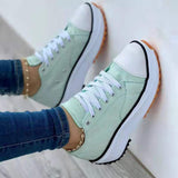 Back To School  Women's Canvas Shoes New Canvas Shoes Fashionable Breathable High-top Casual Women's Shoes Thick-soled Lace-up Shoes