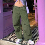 Cinessd  Streetwear Pockets Baggy Cargo Pants Womens Drawstring Low Waist Joggers Sweatpants Casual Loose Hippie Korean Trousers