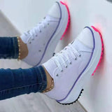 Back To School  Women's Canvas Shoes New Canvas Shoes Fashionable Breathable High-top Casual Women's Shoes Thick-soled Lace-up Shoes