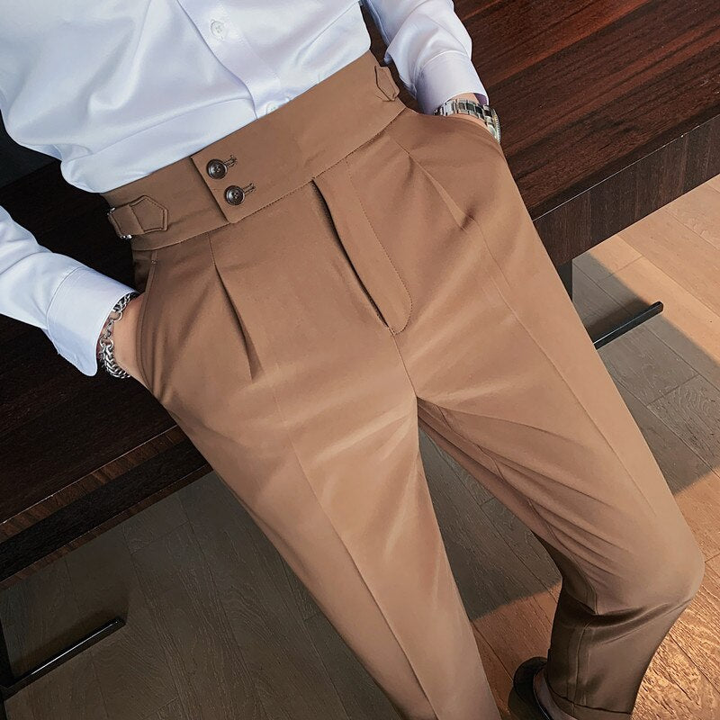 CINESSD     19 Color British Style Autumn Solid Business Casual Suit Pants Mens Clothing Simple Match Formal Wear Office Trousers Straight