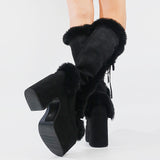 Cinessd  Size 43 Brand Goth Platform Chunky High Heels Fur Short Plush Women's Boots Cosplay Winter Stylish Punk Snowboots Shoes Woman