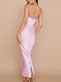 Cinessd  High Quality Satin Maxi Bodycon Dress Women Party Dress 2022 New Arrivals Pink Summer Dress Celebrity Evening Club Night Dresses