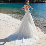 Lace Appliqued Wedding Dresses For Women 2022 Customize Made White  Llusion Back Beach Vintage Bridal Gowns Vestidos De Novia