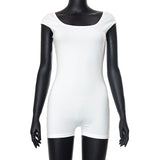 Cinessd   Square Collar Sleeveless Bodysuits Women Fashion Summer Sexy Slim Jumpsuit White Bodycon Shirts Y2K Causual Streetwear