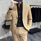 CINESSD  Men Double Breasted Vest Suit Trousers /  Business Formal Dress Slim Fit Groom Wedding Dress Blazers Jacket Pants 3 Pcs Set