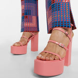 Cinessd  Platform Sandals Women Narrow Band Chunky Heels Designer Shoes 2022 Summer Thick Bottom Sandals Ladies Sandals Female Flipflop