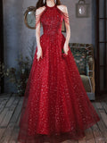 Cinessd  fashion inspo    Luxury Wine Sequined Tassel Sleeve Evening Dress Long Lady Pregnant Women Prom Evening Performance Banquet Party  Dress Gown