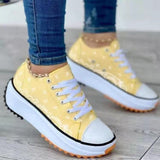 Back To School  Women's Canvas Shoes New Canvas Shoes Fashionable Breathable High-top Casual Women's Shoes Thick-soled Lace-up Shoes