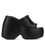 Cinessd  Women Brand Platform Sandals Shoes Strappy Heels Wegdes Heeled Shoes Design Punk Cool Chunky Buckle Casual Black White Shoes