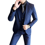 CINESSD    3 Pcs Set Suits Jacket Pants Vest / Spring Autumn Fashion Men Casual Boutique Business Slim Fit Wedding Solid Color Formal Dress