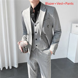 CINESSD   Blazer Vest Pants High-end Boutique Fashion Solid Color Casual Business Office Men's Double-breasted Suit Wedding Dress Party