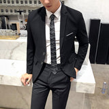 CINESSD     New Men's Business Casual Blazers 3 Piece Suits Set Coat Vest Pants / Wedding Banquet Work Blazer Jacket Trousers S-5XL
