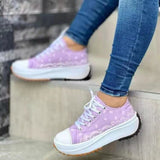 Back To School  Women's Canvas Shoes New Canvas Shoes Fashionable Breathable High-top Casual Women's Shoes Thick-soled Lace-up Shoes