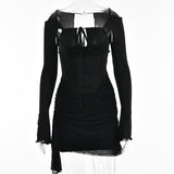 Cinessd  Double Layer Mesh Dress Spaghetti Strap Dress Sexy Bodyon Dress 2022 Backless Spring Autumn Dresses With Lining