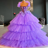 Cinessd Back To School Xijun Modern Purple Tiered Ruffles Prom Dresses Off The Shoulder Ruched Dubai Women Formal Party Dress With Bows Evening Gown