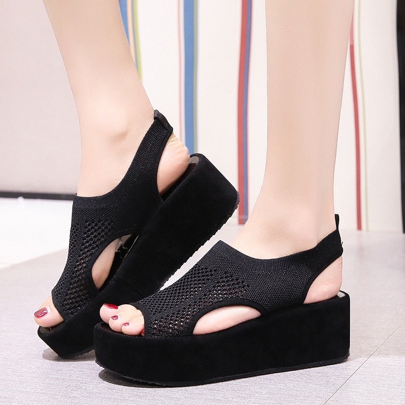 Women's Sandals Wedges Footwear Summer Platform Sandals Women Shoes Female Slip on Peep Toe Ladies Sneakers Casual