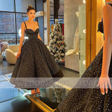 Cinessd Back to school outfit Black Evening Dresses Elegant Spaghetti Strap Sweetheart Tulle Party Dress Sexy A-Line Puff Ball Gowns Women Robe De Soirée
