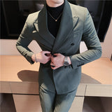 CINESSD    ( Jacket + Pants ) High-end Fashion Boutique Men's Suits Business Office Male Wedding Groom Slim Casual Suit Two-piece Set