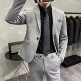 CINESSD    7XL Blazers Vest Pants 3Pce and 2pce Set High Grade Fashion Pure Color Mens Slim Formal Business Suit Groom's Mens Wedding Dress