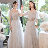 Cinessd  4 Styles Bridesmaid Dresses Fashion Women Graduation Gowns Lace Up Tulle Formal Long Evening Vestidos For Wedding Party